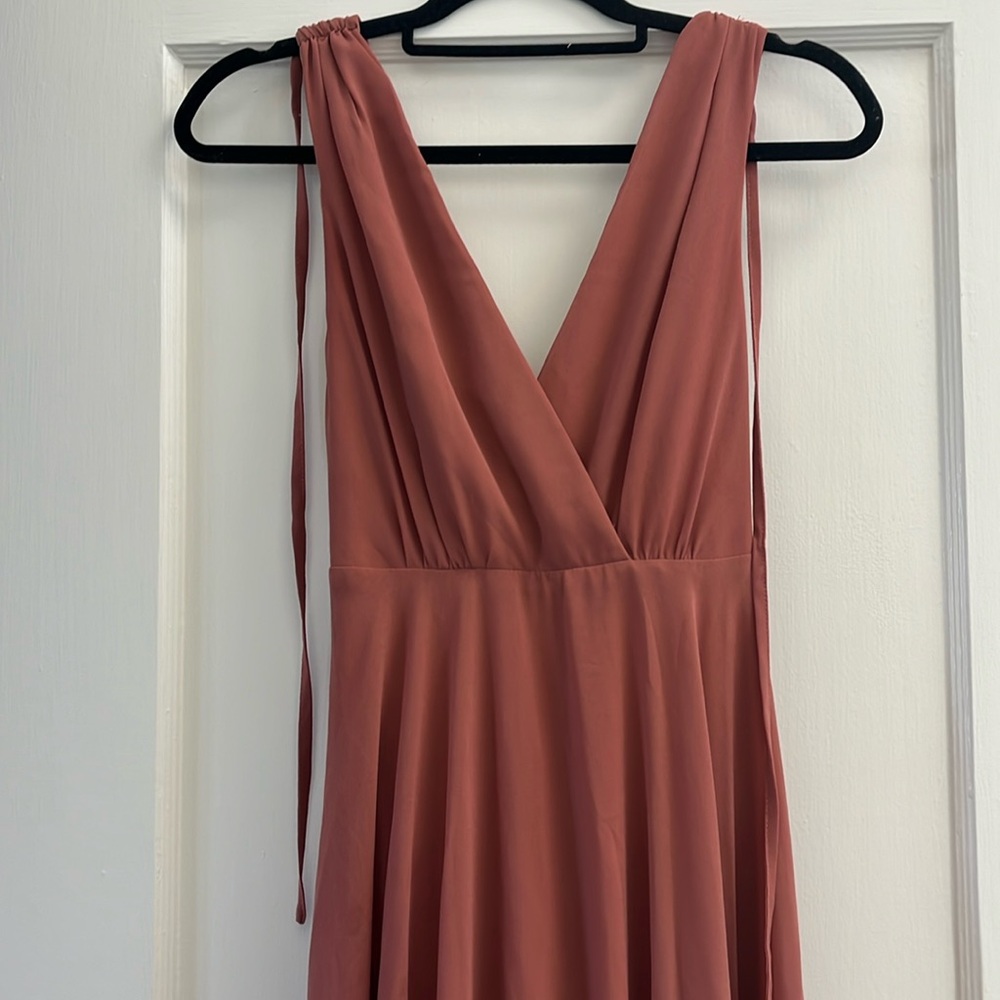 Lulus terra-cotta bridesmaids dress